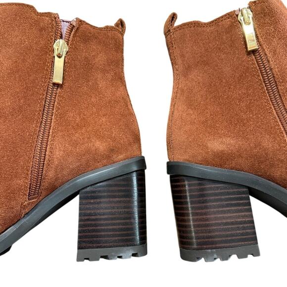 Franco Sarto Trent Women’s Ankle Boots Russet Brown Suede Leather Sz 7.5 WNWB - Picture 7 of 16